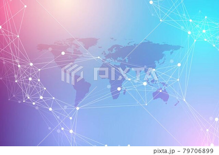 Geometric graphic background molecule and communication. Big data complex with compounds. Lines plexus, minimal array. Digital data visualization. Scientific cybernetic illustration. 79706899