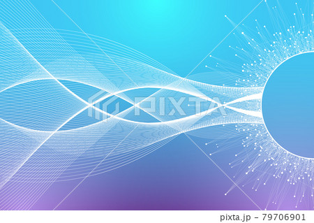 Quantum computer technology concept. Deep learning artificial intelligence. Big data algorithms visualization for business, science, technology. Waves flow, illustration. 79706901