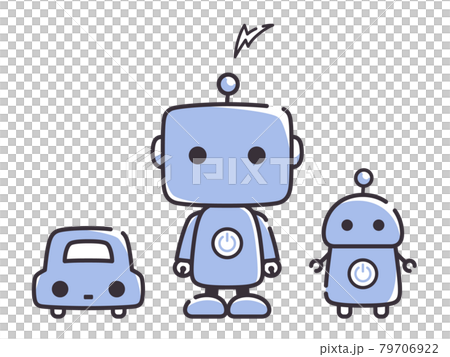 Simple line cute robot illustration 79706922