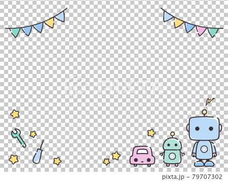 Simple line robot frame illustration_garland - Stock Illustration ...
