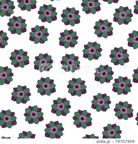 Isolated seamless pattern with random green anemone bud flower elements. White background. Botany style. Isolated seamless pattern with random green anemone bud flower elements. White background. Botany style. 79707909