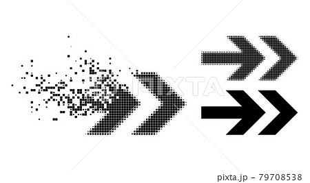 Damaged and Halftone Pixelated Arrow Right Icon Damaged and Halftone Pixelated Arrow Right Icon 79708538