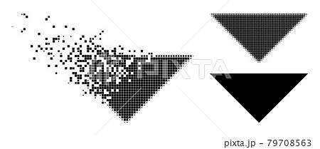 Decomposed and Halftone Pixelated Arrowhead Down Icon 79708563
