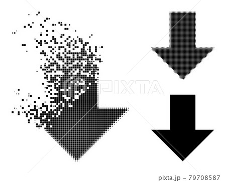 Dissolved and Halftone Dotted Arrow Down Glyph 79708587