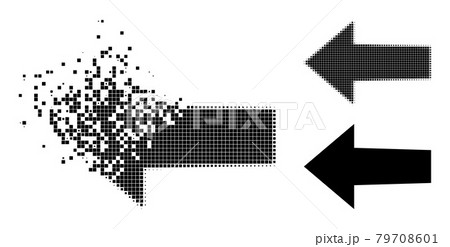 Destructed and Halftone Pixelated Arrow Left Icon 79708601