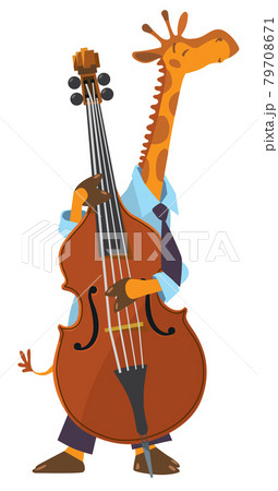 Girafe Play Double Bass Jazz Band With Animals のイラスト素材