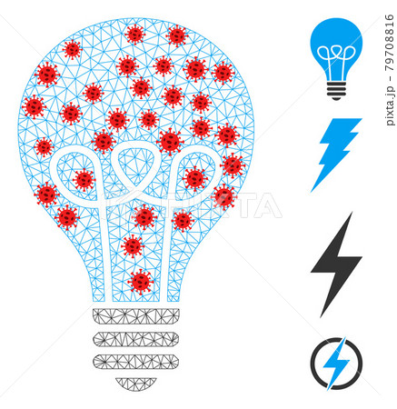 Polygonal Carcass Lamp Bulb Pictogram with Infectious Centers Polygonal Carcass Lamp Bulb Pictogram with Infectious Centers 79708816