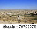 The road in the desert area of Uzbekistan. Buildings 79709075