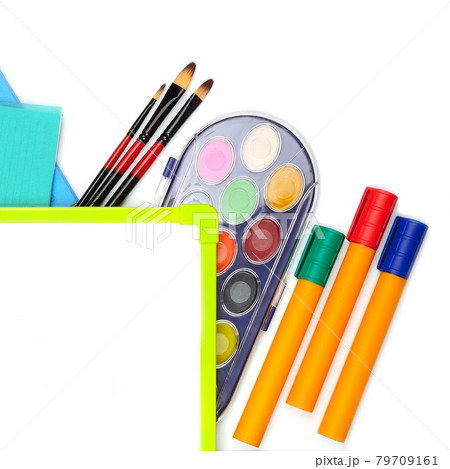 school and office supplies isolated on white background. Concept: back to school. 79709161