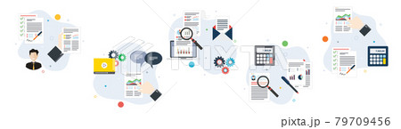 Business, document, management and analysis icons. 79709456