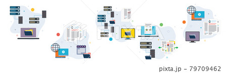 Network, computer, storage and file transfer icons. Concepts of 79709462