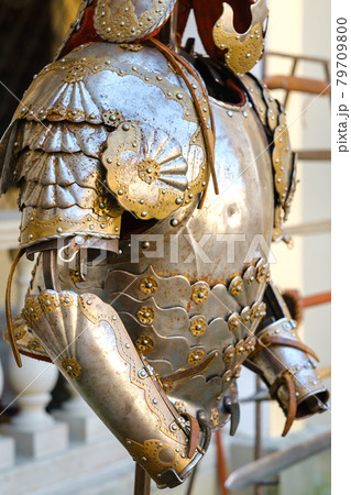 Parts of ancient knight's armor.A medieval concept.Metallic texture Parts of ancient knight's armor.A medieval concept.Metallic texture 79709800
