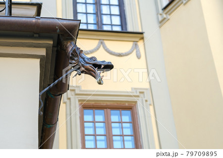decorative part of the drain for the water of the Nesvizh castle.Belarus 79709895