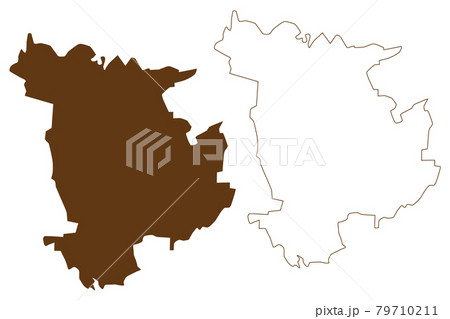 Weimar city (Federal Republic of Germany, Urban district, Free State of Thuringia) map vector illustration, scribble sketch Weimar map 79710211