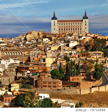 view of beautiful medieval Toledo town, Spain. UNESCO site 79710888