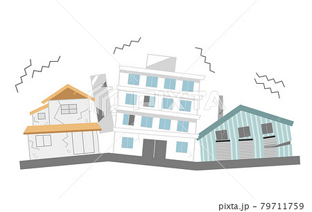 地震　破損する建物 79711759