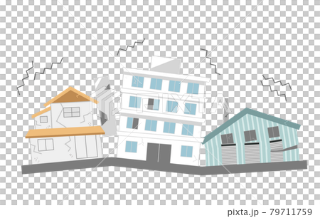 地震　破損する建物 79711759