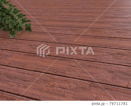 木製の床と植栽の3DCG 79711781