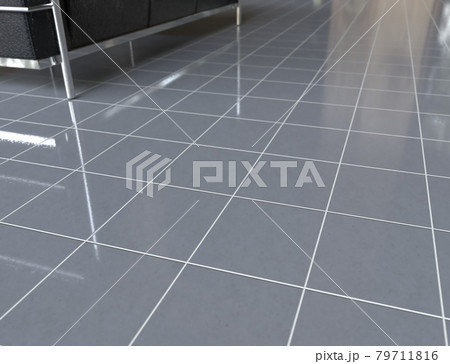 椅子が置かれたタイル貼りの床の3DCG 79711816