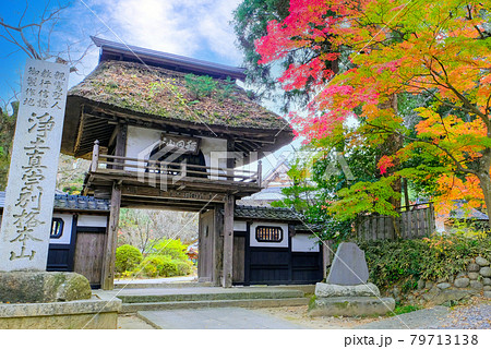 紅葉の稲田坊山門 紅葉の稲田坊山門 79713138