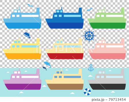 船や客船をイメージしたイラストのセットのイラスト素材