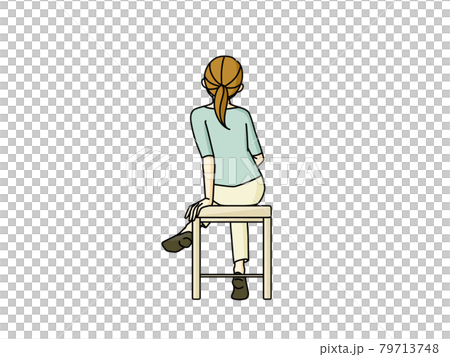 Rear view of a woman sitting with her legs crossed 79713748