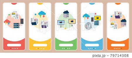 Computer, backup, file transfer, data and cloud computing icons. 79714308