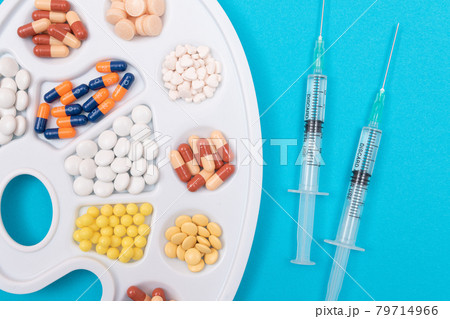 Pharmaceutical Industry and Medicinal Products - Different Colored Pills Pharmaceutical Industry and Medicinal Products - Different Colored Pills 79714966