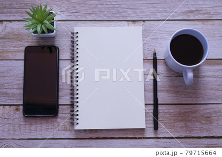 Home office workspace, flat lay and top view Home office workspace, flat lay and top view 79715664
