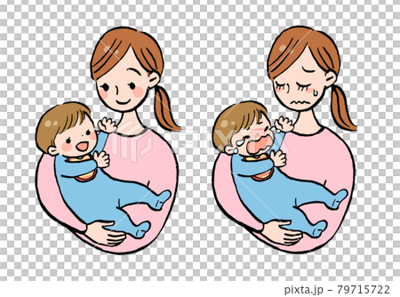 赤ちゃんを抱っこしたお母さんのイラストセットのイラスト素材 赤ちゃんを抱っこしたお母さんのイラストセットのイラスト素材