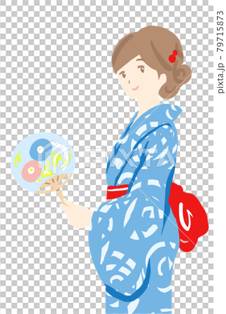 浴衣姿の若い女性の上半身のイラストのイラスト素材