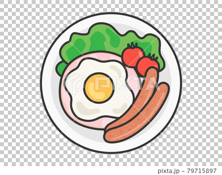 朝食のプレートのイラストのイラスト素材