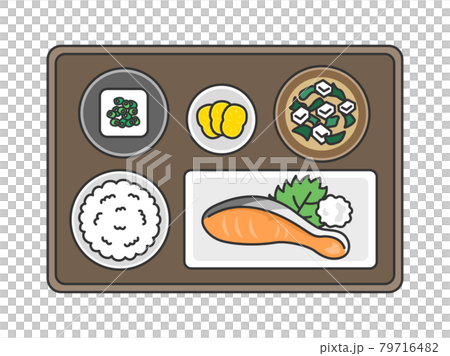 Illustration of grilled salmon set meal 79716482
