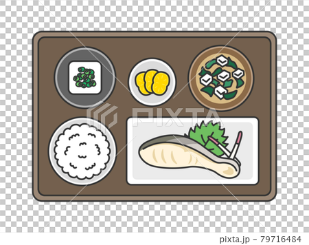 Illustration of a grilled fish set meal 79716484