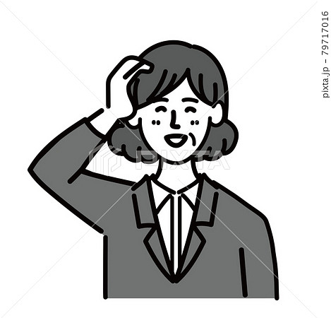 女性　ミドルエイジ 　ベクター　ポップ　照れる 79717016