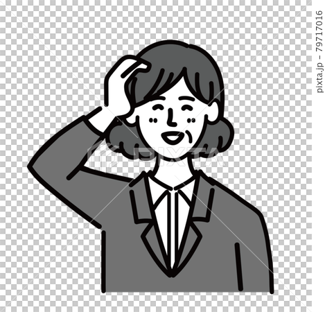 女性　ミドルエイジ 　ベクター　ポップ　照れる 79717016