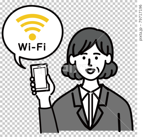女性中年矢量流行 wifi 上網 女性中年矢量流行 wifi 上網 79717196