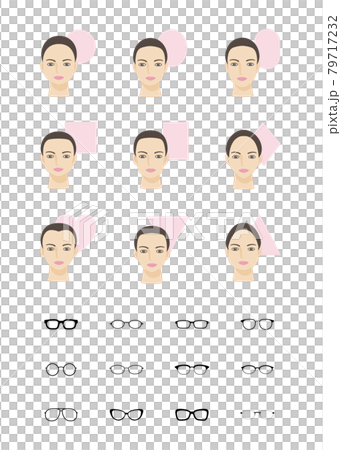 顔型と眼鏡フレーム　イラストアイコンセット 79717232