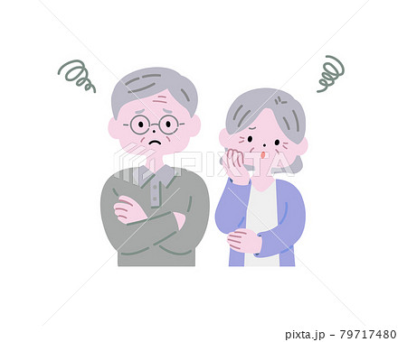 困っている老夫婦のイラスト素材