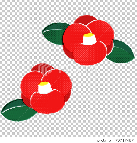 Chigiri 風格的山茶花插圖（白色背景、向量、剪紙） 79717497