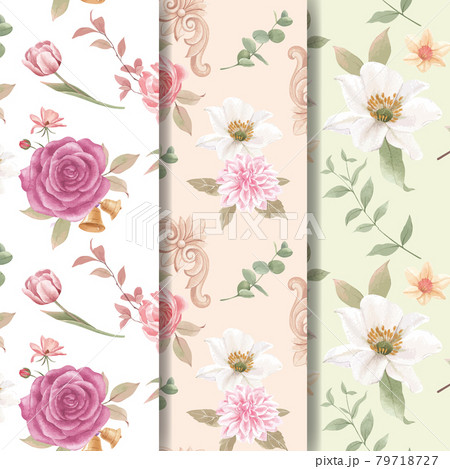 Pattern seamless with cottagecore flowers concept,watercolor style 79718727