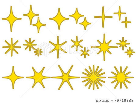 輝くキラキラ星 ふちありのイラスト素材