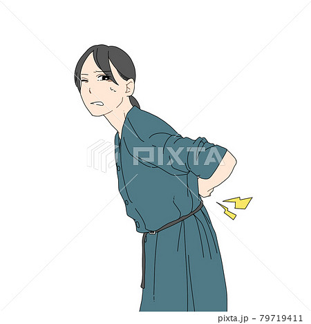 腰が痛い女性 前かがみ のイラスト素材