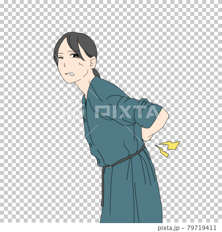 腰が痛い女性 前かがみ のイラスト素材 腰が痛い女性 前かがみ のイラスト素材