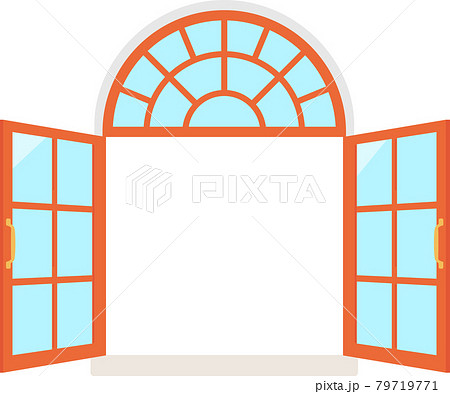 開いた両開き窓のフレームのイラスト素材