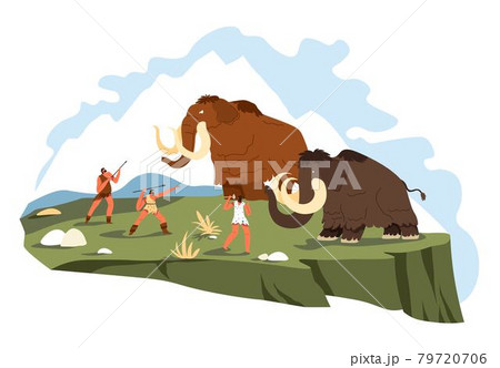 People hunting mammoth, survival and hunt vector People hunting mammoth, survival and hunt vector 79720706