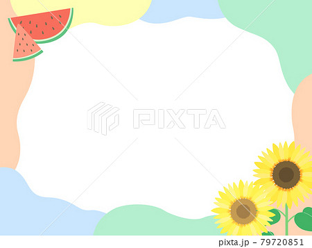 ひまわり スイカ 夏 フレーム 枠 POP ひまわり スイカ 夏 フレーム 枠 POP 79720851
