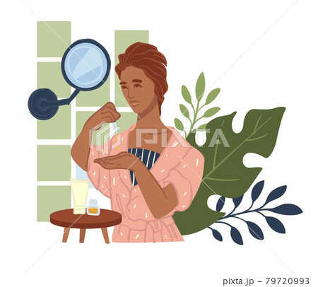 Woman applying serum for skin, facial cosmetics 79720993