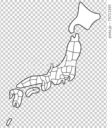 日本鬆散變形地圖，無縣名，空白地圖 79721895
