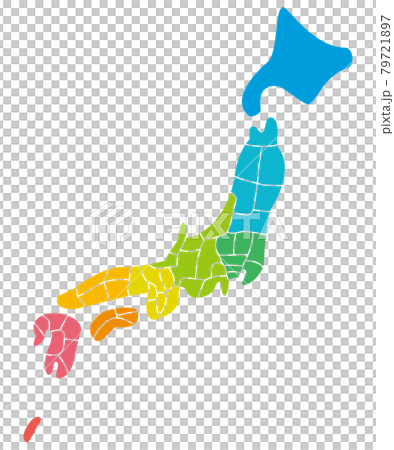 デフォルメのゆるい日本地図 県名なし エリア別 デフォルメのゆるい日本地図 県名なし エリア別 79721897